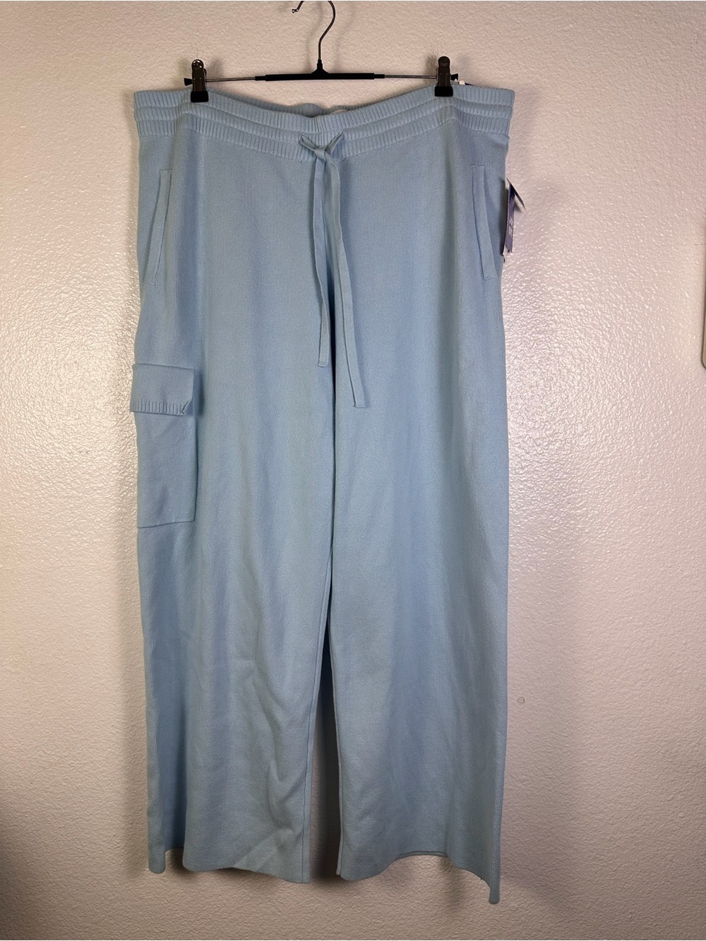 JoyLab Women's Blue Solid Knit Wide-Leg
Cargo Drawstring Pants XXL